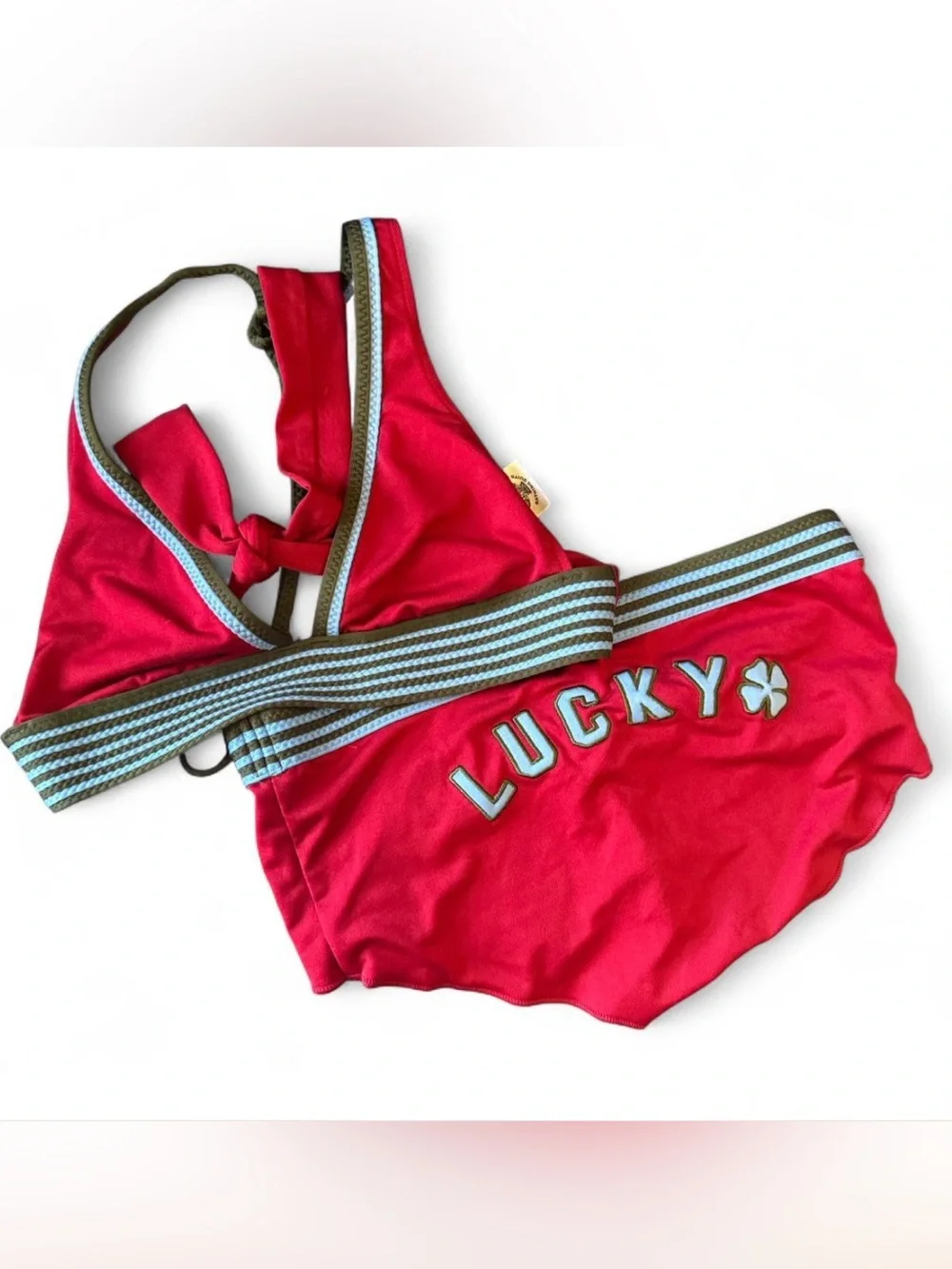 Y2K lucky brand M bikini swimsuit set vintage made in USA indie butt logo